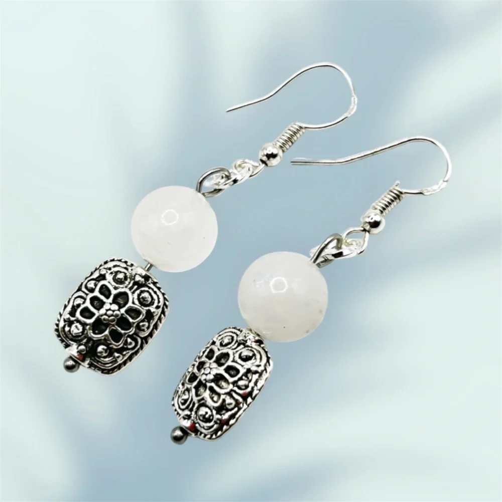 NWOT Sterling silver and stainless steel genuine moonstone earrings - Picture 9 of 11